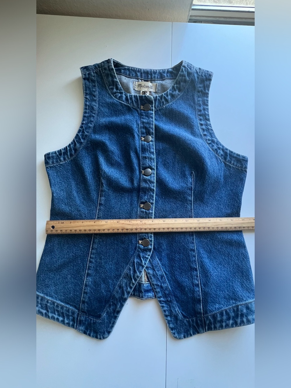 Madewell Denim Crewneck Vest in
Java Wash Blue Color 8 NWT - Picture 11 of 13